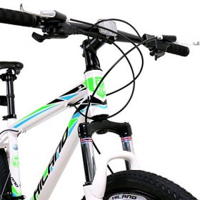 Hiland 26 Inch Mountain Bike Aluminum MTB Bicycle with 17 Inch Frame Kickstand Disc-Brake Suspension Green