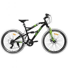 Hiland 26 Inch Mountain Bike MTB Bicycle with 18 Inch Full-Suspension Steel Frame Kickstand Black Green