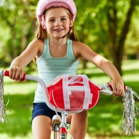 Huffy 18-Inch Glimmer Girls Kids Bike with Removable Training Wheels, Cherry Red
