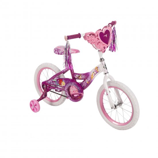 Disney Princess 16\" Girls\' Pink Bike with Heart Basket, by Huffy