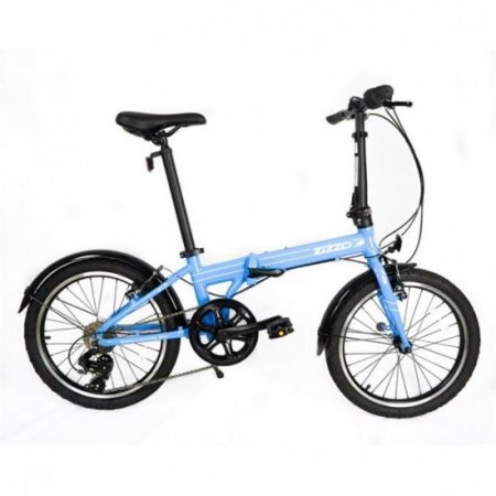 EuroMini 16012 Zizzo Via 26 lbs Lightweight Aluminum Frame Shimano 7-Speed Folding Bike, Sky Blue - 20 in.