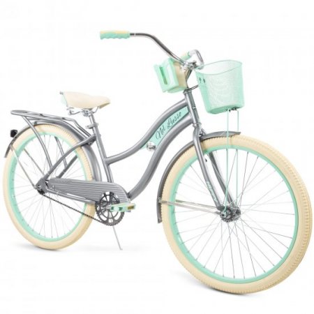 Huffy, Nel Lusso Classic Cruiser Bike with Perfect Fit Frame, Women's, Gray, 26"