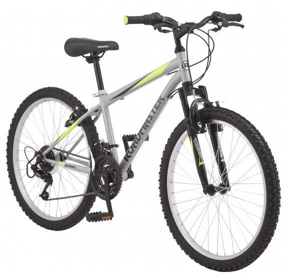 Roadmaster Granite Peak Boy\'s Mountain Bike, 24-inch wheels, Silver