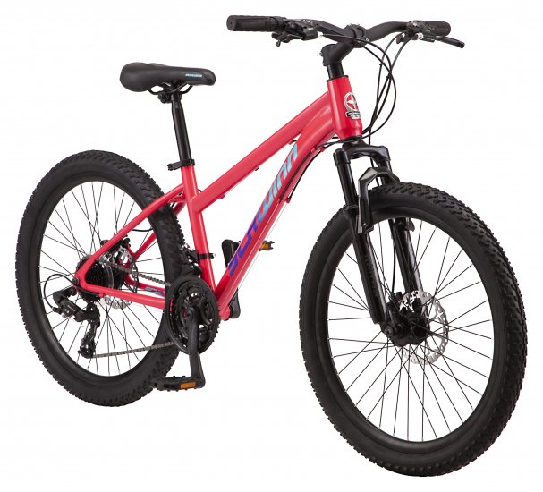 Schwinn Sidewinder mountain bike, 24-inch wheels, 21 speeds, girls, fuchsia