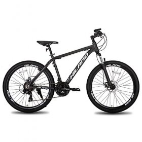 Hiland 26 Inch Mountain Bike for Men with 16.5 Inch Aluminum Gray