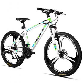 Hiland 26 Inch Mountain Bike Aluminum MTB Bicycle with 17 Inch Frame Kickstand Disc-Brake Suspension Green