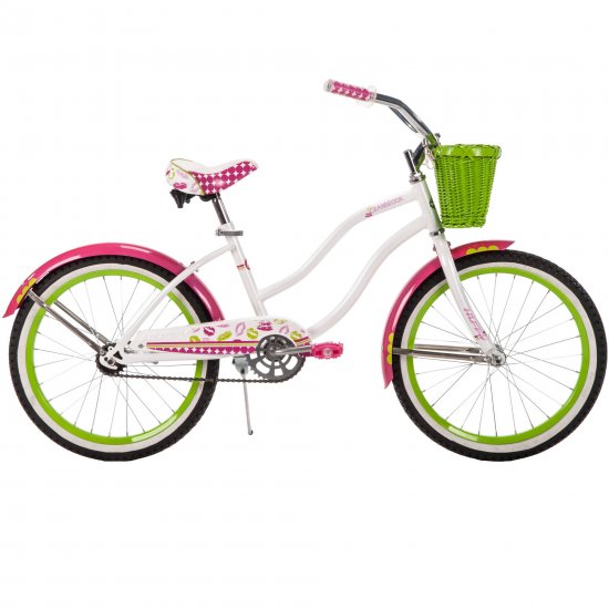 Huffy 20\" Cranbrook Girls\' Cruiser Bike with Basket, White