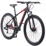 Schwinn Bonafide Mens Mountain Bike, Front Suspension, 24-Speed, 29-Inch Wheels, 17-Inch Aluminum Frame, Matte Black/Red