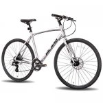 Hiland Road Hybrid Bike Urban City Commuter Bicycle with Disc Brake for Men Comfortable Bicycle 700C Wheels 24 speeds Bikes Silver