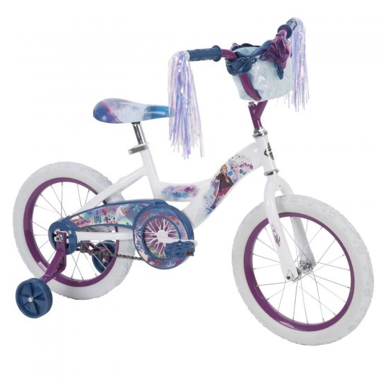 Huffy Frozen 2 16\" Kids Ages 4-8 Training Wheel Coaster Bike with Handlebar Bag