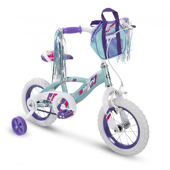 Huffy Glimmer 12\" Age 3-5 Kids Bike Bicycle with Training Wheels, Sea Crystal